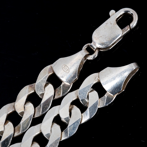 428 - A modern sterling silver flat curb link chain necklace, length 48cm, 38.4g