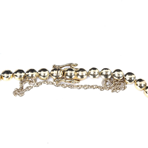 433 - An 18ct gold diamond cluster bracelet, cylinder links with 5 clusters of modern round brilliant-cut ... 