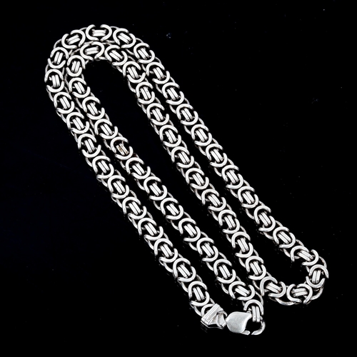 438 - A heavy Italian silver fancy link chain necklace, length 66cm, 141.7g