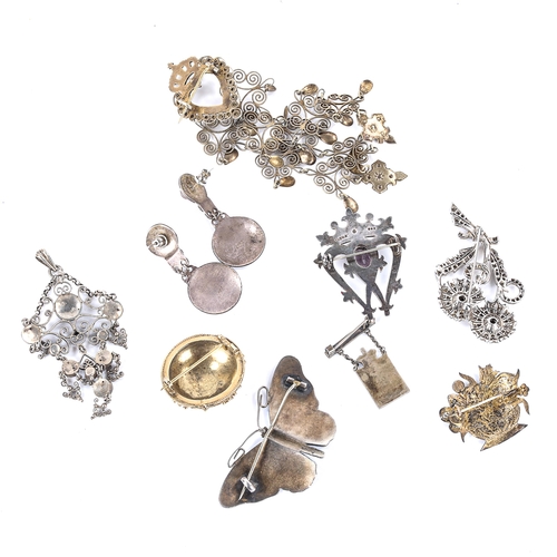 452 - Various jewellery, including large Scandinavian sterling and enamel butterfly brooch, Georg Jensen K... 