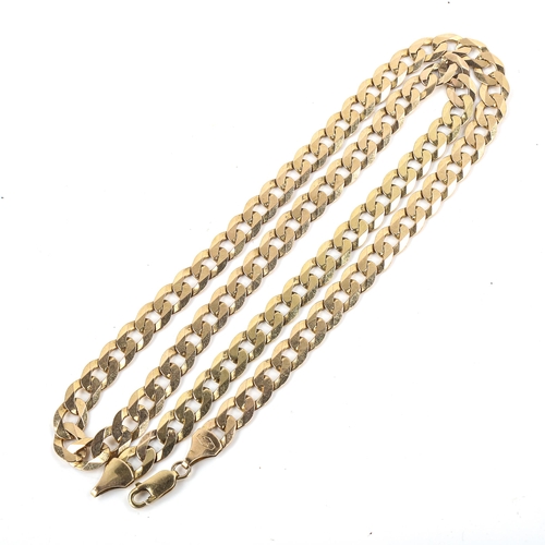 456 - A 9ct gold flat curb link chain necklace, length 62cm, 39.6g