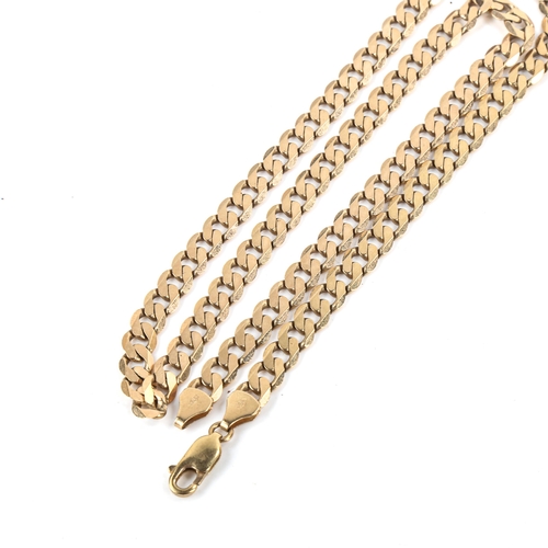 457 - A 9ct gold flat curb link chain necklace, length 50cm, 24.8g