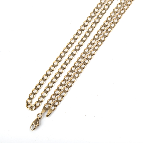 458 - A 9ct gold flat curb link chain necklace, length 52cm, 9.2g