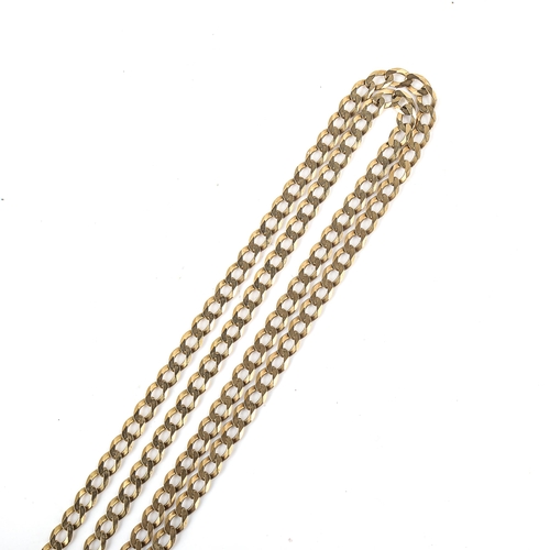 458 - A 9ct gold flat curb link chain necklace, length 52cm, 9.2g