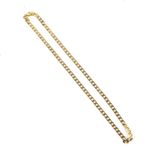 459 - A 9ct gold flat curb link chain necklace, length 44cm, 18.4g