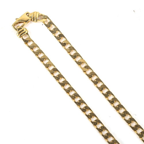 459 - A 9ct gold flat curb link chain necklace, length 44cm, 18.4g