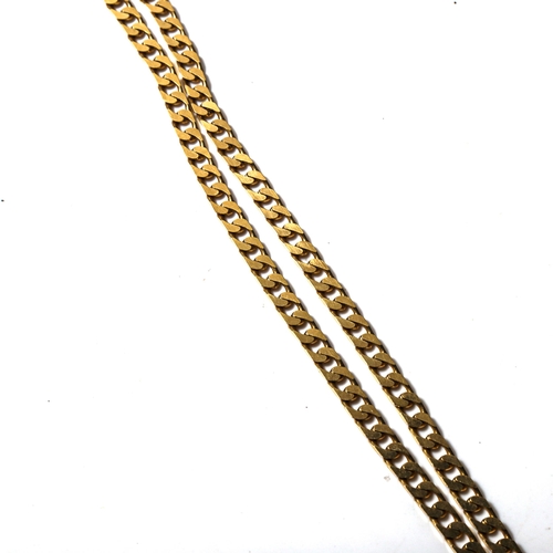 459 - A 9ct gold flat curb link chain necklace, length 44cm, 18.4g