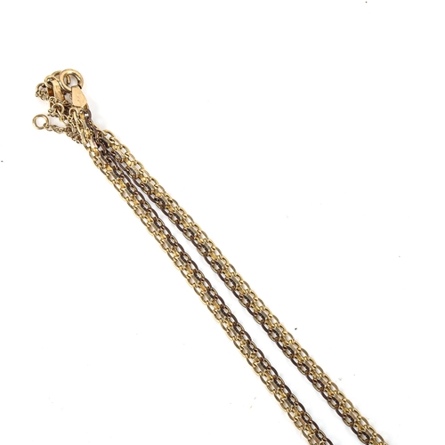 460 - A 9ct gold double cable link chain necklace, length 38cm, 10.7g