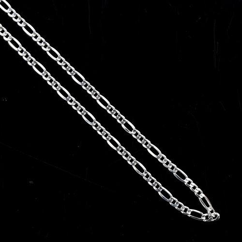 461 - A 9ct white gold figaro link chain necklace, length 44cm, 5.1g