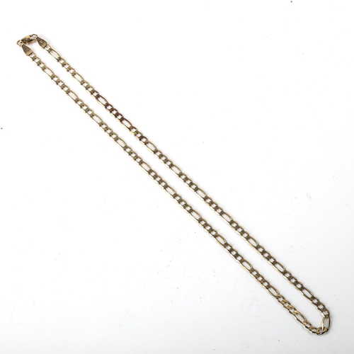 462 - A 9ct gold figaro link chain necklace, length 44cm, 7.9g