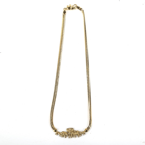 466 - A 9ct gold figural African Big Five necklace, on 9ct herringbone link chain, necklace length 44cm, 2... 