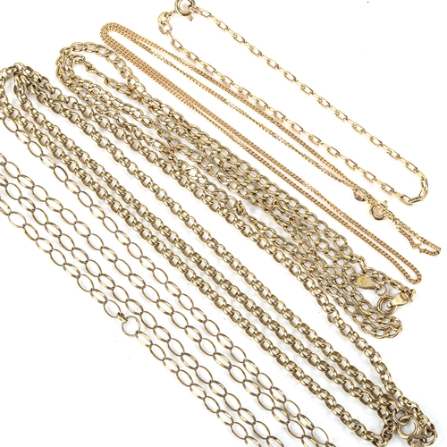 467 - 5 x 9ct gold chains, comprising 4 necklaces and 1 bracelet, 23.8g total (5)