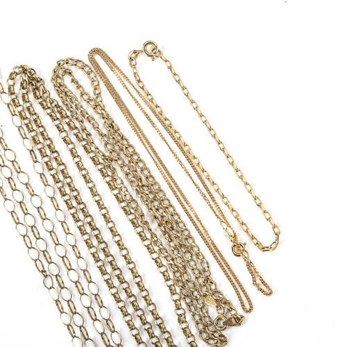 467 - 5 x 9ct gold chains, comprising 4 necklaces and 1 bracelet, 23.8g total (5)