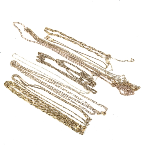 469 - 10 x 9ct gold chains, comprising 8 necklaces and 2 bracelets, 22.7g total (10)