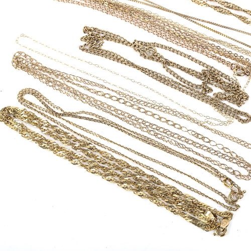 469 - 10 x 9ct gold chains, comprising 8 necklaces and 2 bracelets, 22.7g total (10)