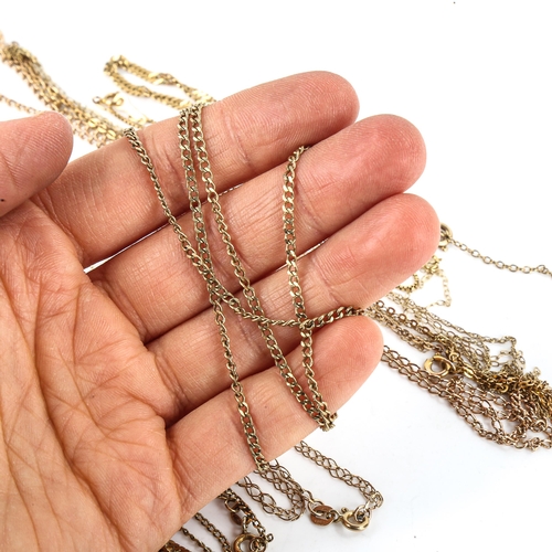 469 - 10 x 9ct gold chains, comprising 8 necklaces and 2 bracelets, 22.7g total (10)