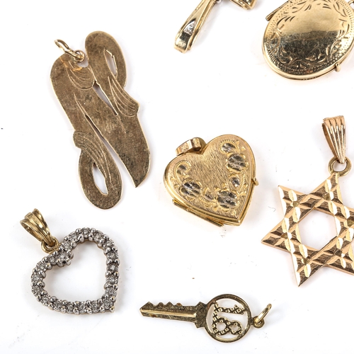 473 - Various 9ct gold charms and pendants, 19.5g gross