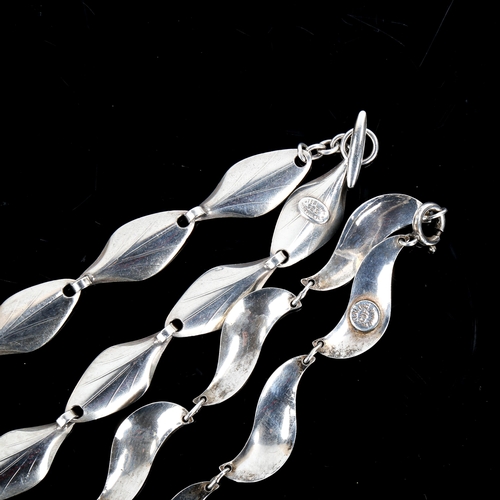 485 - 2 Vintage Danish stylised silver necklaces, makers include Hermann Siersbol and Carl Ove Frydensberg... 