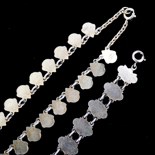 486 - VOLMER BAHNER - a Vintage Danish vermeil sterling silver and white enamel matching necklace and brac... 