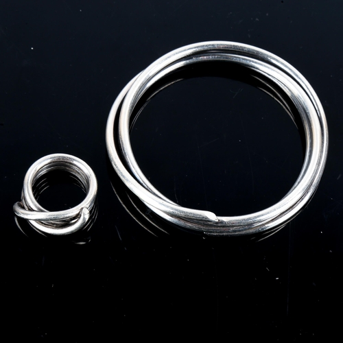 489 - A Scandinavian stylised sterling silver crossover matching bangle and ring, bangle internal diameter... 