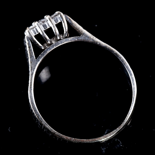 509 - A late 20th century 18ct white gold diamond square cluster ring, set with modern round brilliant-cut... 