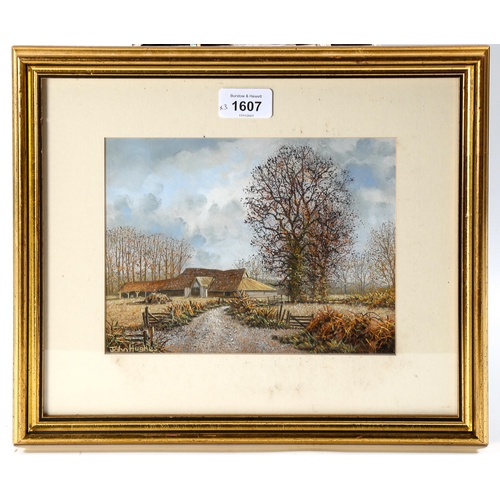 1607 - John Hughes, 3 coloured pastels, rural scenes, largest 15cm x 20cm, framed (3)