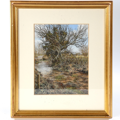 1607 - John Hughes, 3 coloured pastels, rural scenes, largest 15cm x 20cm, framed (3)