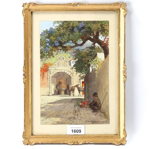 1609 - Max Romer, watercolour, Madeira, signed and dated 1928, 22cm x 15cm, framed