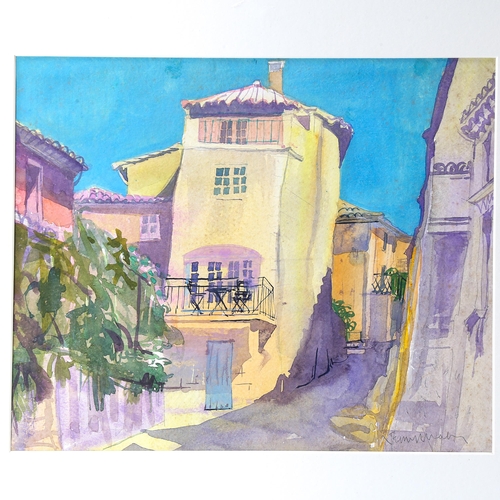 1612 - Jenny Wheatley, watercolour, back street, St Siffret, signed, 28cm x 32cm, framed