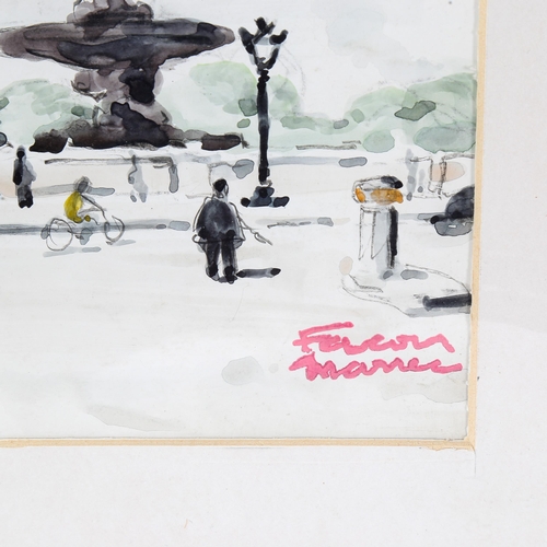 1637 - Jean Facon Marrec (1903 - 1994), watercolour, Place De La Concorde Paris, signed, 28cm x 35cm, mount... 