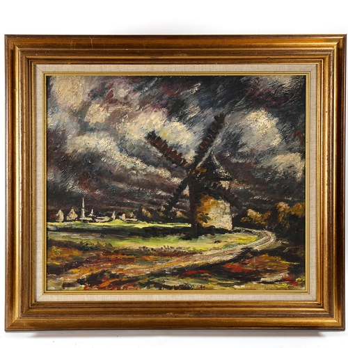 1641 - Claude Le Grand, oil on board, windmill, signed, 45cm x 54cm, framed