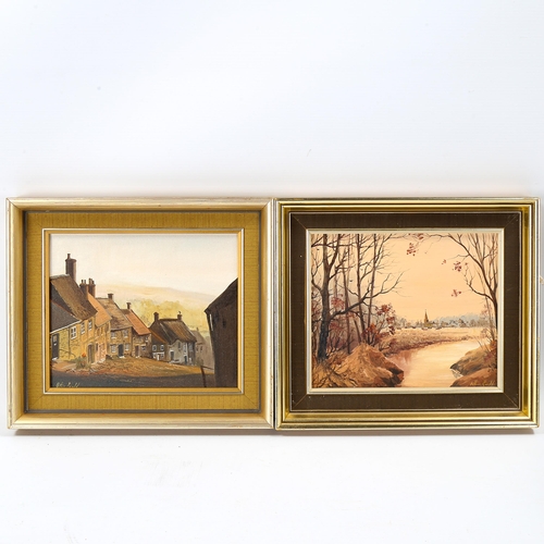 1643 - Arthur Gadd, pair of oils on board, village scenes, signed, 18cm x 21cm, framed