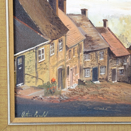 1643 - Arthur Gadd, pair of oils on board, village scenes, signed, 18cm x 21cm, framed