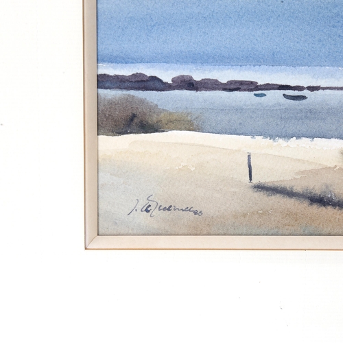 1650 - Jacques Le Guernec, watercolour, coastal scene, signed, 20cm x 29cm, framed