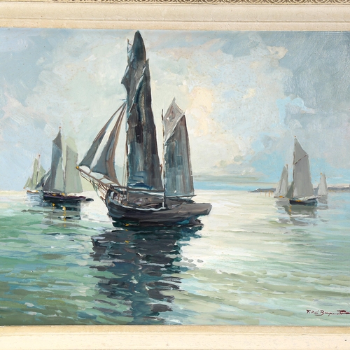 1654 - Francesco De Besperato (1900 - 1963), oil on board, sailing boats, signed, 50cm x 60cm, framed