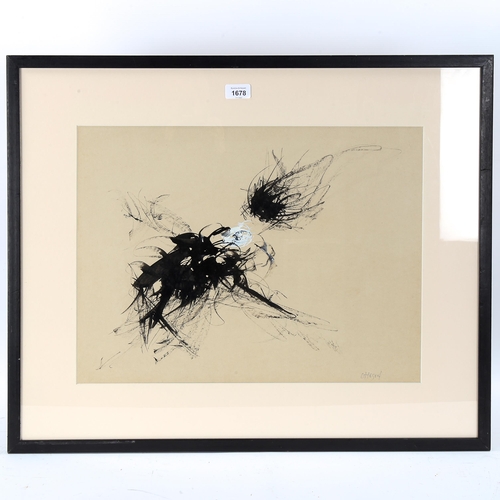 1678 - Frederik Lund Ottesen (1913 - 1975), gouache on paper, abstract, signed, 42cm x 53cm, framed