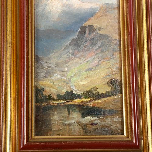 1773 - Pair of oils on board, circa 1900, Highland landscapes, unsigned, 15cm x 9cm, framed