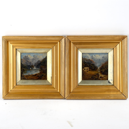 1774 - William James Muller (1812 - 1845), pair of oils on board, Highland landscapes, 11cm x 10cm, framed