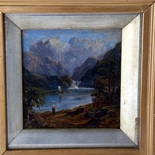 1774 - William James Muller (1812 - 1845), pair of oils on board, Highland landscapes, 11cm x 10cm, framed