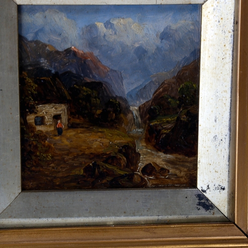 1774 - William James Muller (1812 - 1845), pair of oils on board, Highland landscapes, 11cm x 10cm, framed