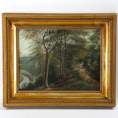 1775 - George Willis Pryce, oil on board, a woodland path, 26cm x 33cm, framed