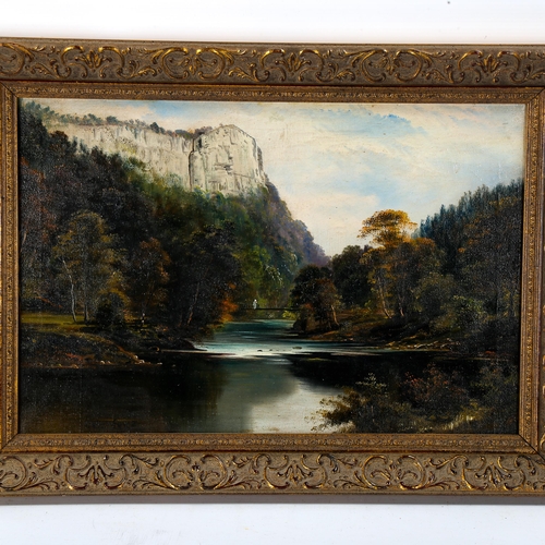 1776 - George Willis Pryce, oil on canvas, river landscape, signed, 30cm x 44cm, framed