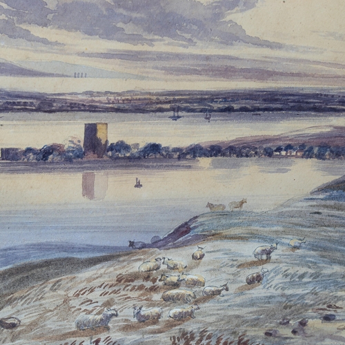 1777 - Late 19th century watercolour, view of Portsmouth, unsigned, 28cm x 50cm, framed