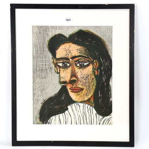 1801 - H Deschamps after Picasso, portrait of Dora Maar, 41cm x 34cm, framed