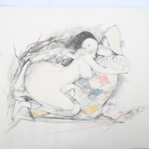 1809 - Colour lithograph, erotic study, indistinct pencil signature, sheet size 55cm x 75cm, unframed