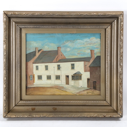 1815 - Naive British School, oil on canvas, study of cottages, signed W F Pinfold, dated 1890, 25cm x 31cm,... 