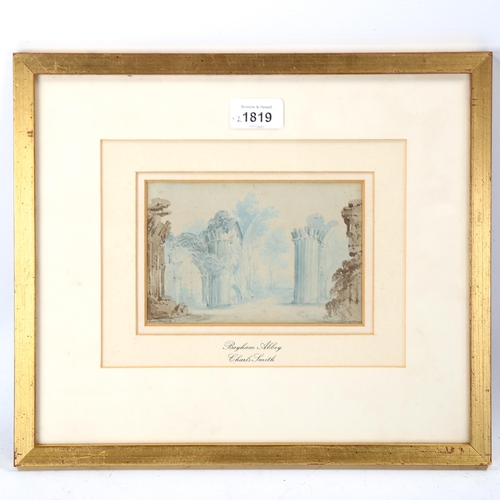 1819 - Charles Smith, 19th century watercolour view of Bayham Abbey, 10cm x 16cm, and Archibald Thorburn, p... 