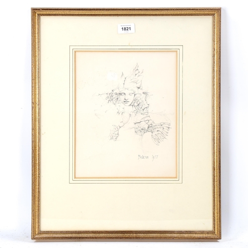 1821 - Albert Belasco (born 1935), pencil drawing, surrealist, signed and dated 1977, 29cm x 23cm, framed