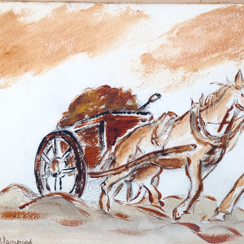 1822 - Blampied, watercolour, farm cart, signed, 18cm x 25cm, framed