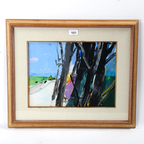 1823 - Donald Hamilton Fraser, oil on board, woodland road, signed, 28cm x 37cm, framed